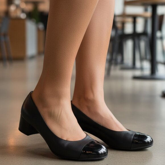 Cole Haan Black Patent Toe Heels - Picture 5 of 5